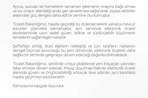 YEMEK SİPARİŞİNE YÖNELİK YENİ DÜZENLEME 