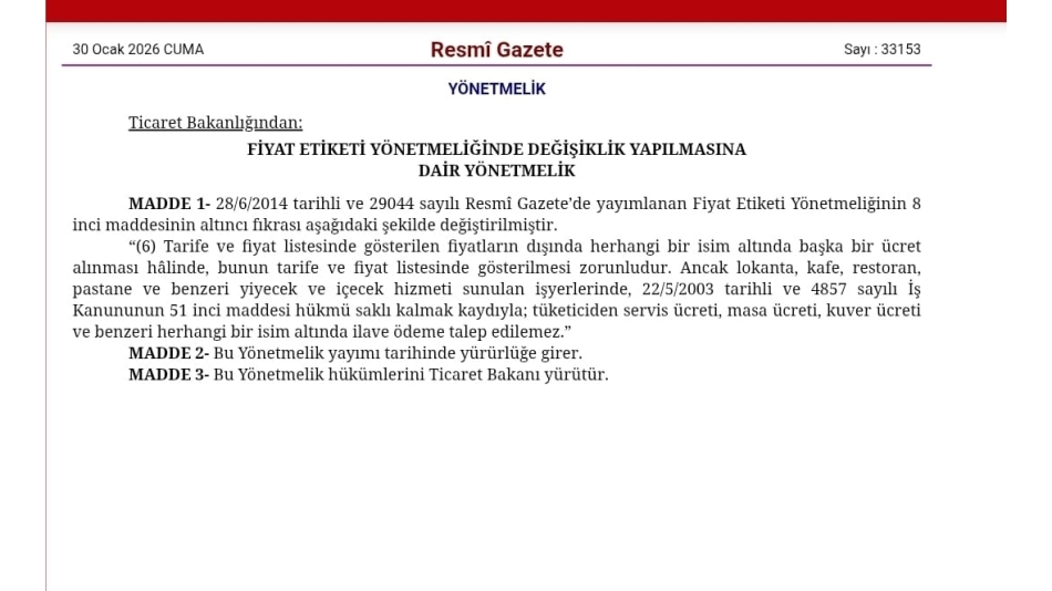 FİYAT ETİKETİ YÖNETMELİĞİ