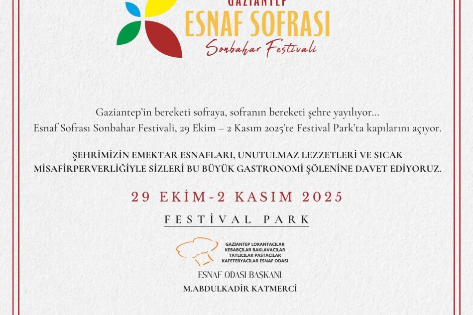 Değerli Esnafımız Esnaf Sofrası Gastronomi Festivali başlıyor!